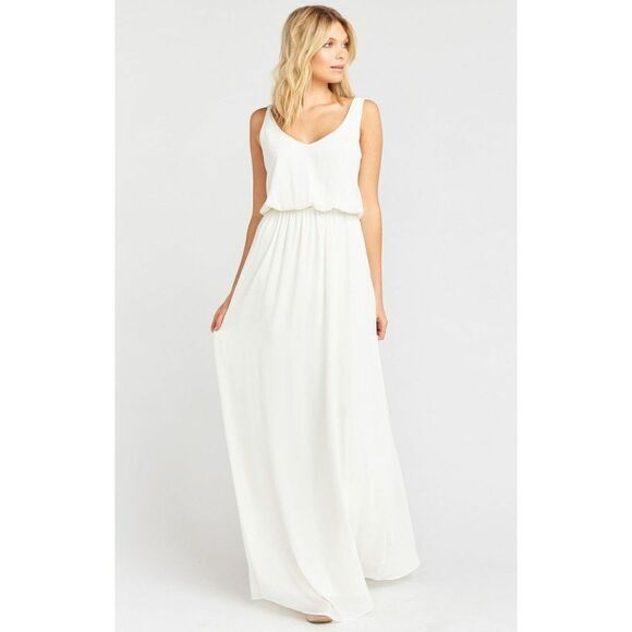 NWT Show Me Your Mumu Kendall Maxi Dress Wedding Cake Chiffon M - Picture 1 of 6